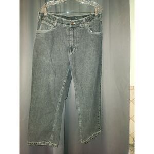 Vintage Haband's Ice House Flannel Lined Jeans Faded Black Elastic Waist 36x27